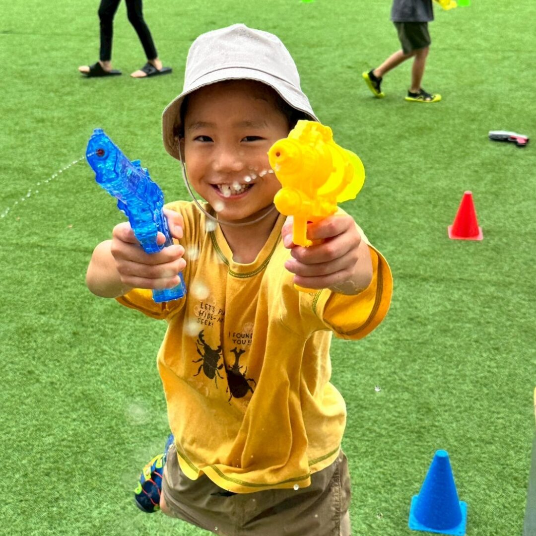テラスで外遊び